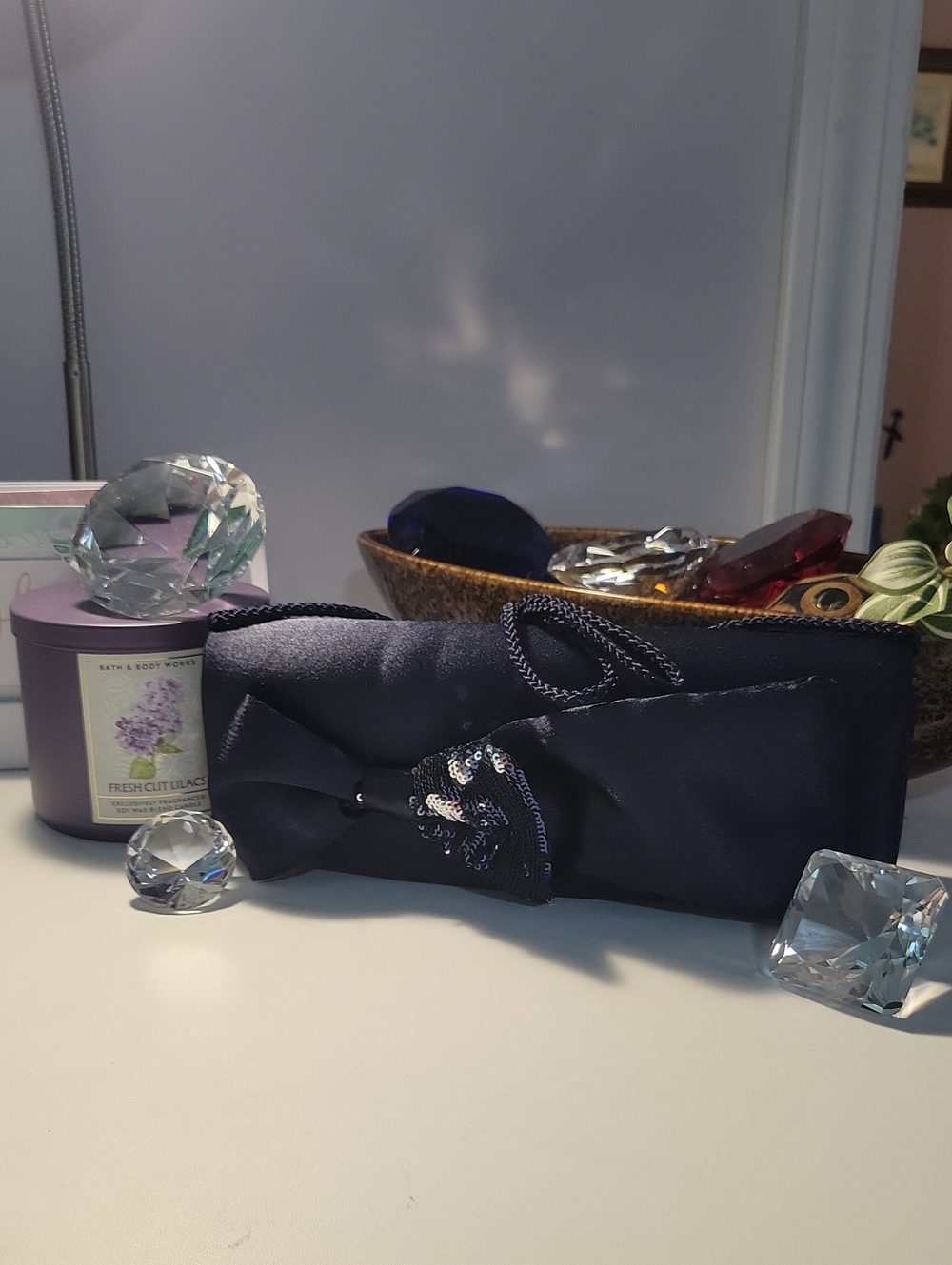 Elegant Navy Evening Clutch Bag with Sequin Accent